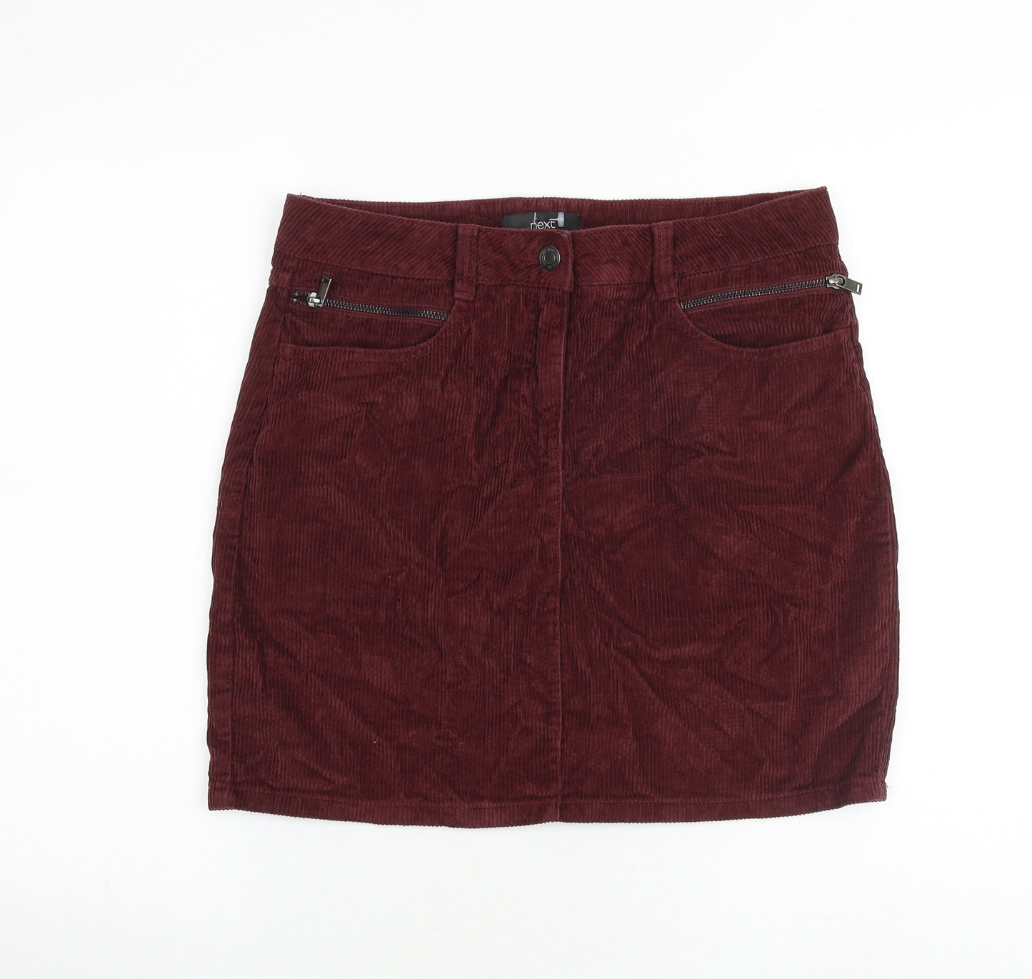 NEXT Womens Red Cotton A-Line Skirt Size 12 Zip