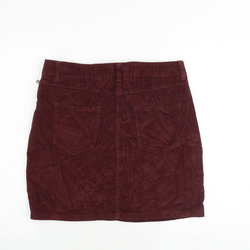 NEXT Womens Red Cotton A-Line Skirt Size 12 Zip