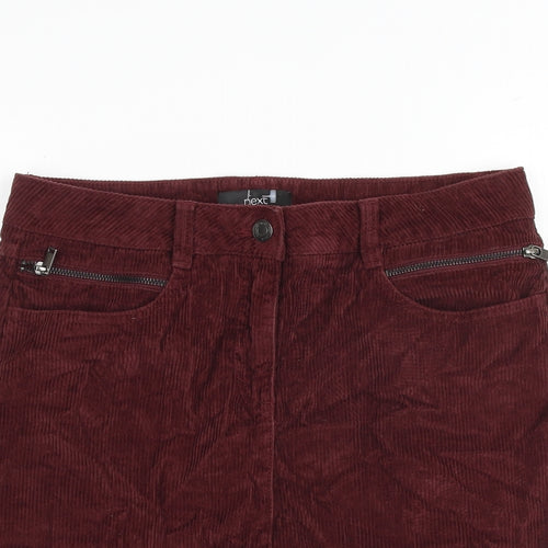 NEXT Womens Red Cotton A-Line Skirt Size 12 Zip