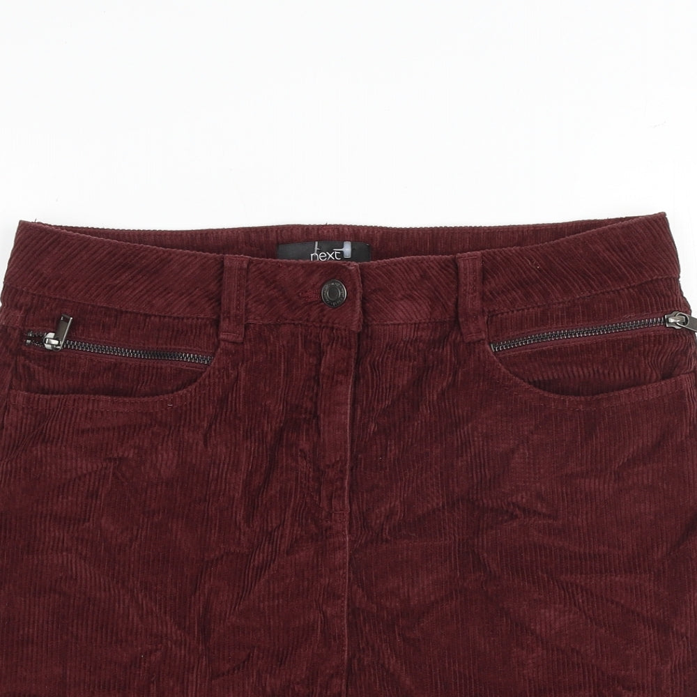 NEXT Womens Red Cotton A-Line Skirt Size 12 Zip