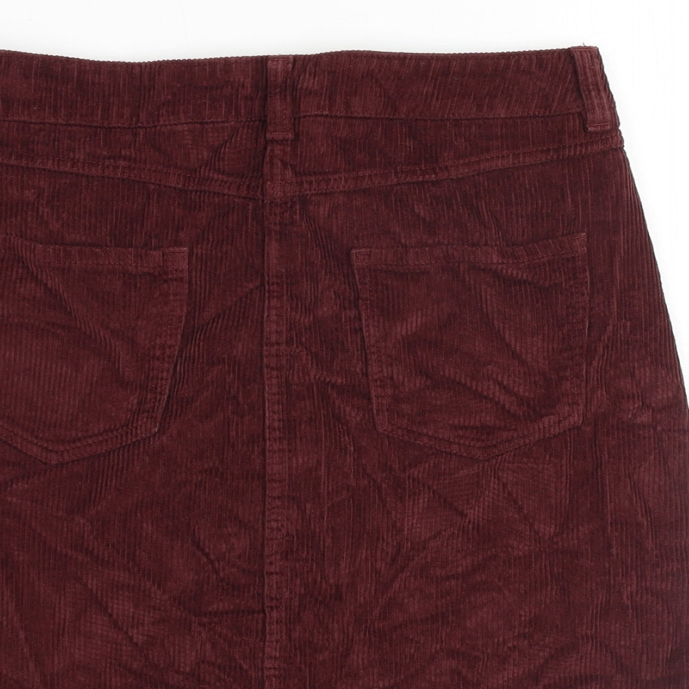 NEXT Womens Red Cotton A-Line Skirt Size 12 Zip