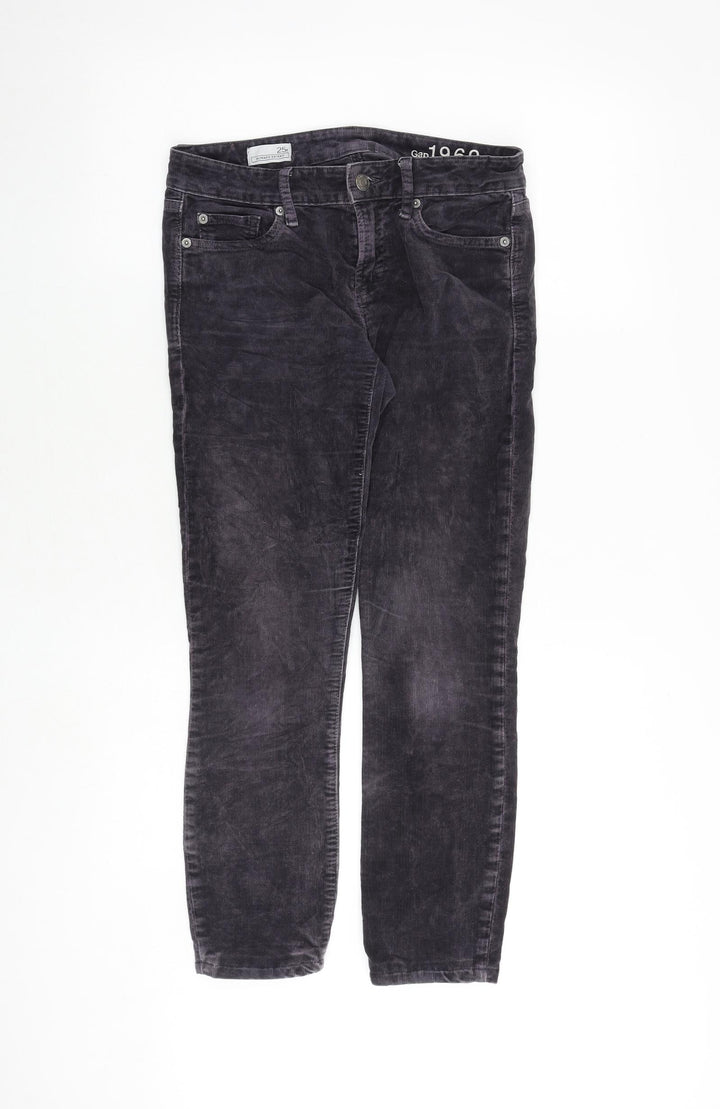 Gap Womens Grey Cotton Trousers Size 25 in Slim Zip