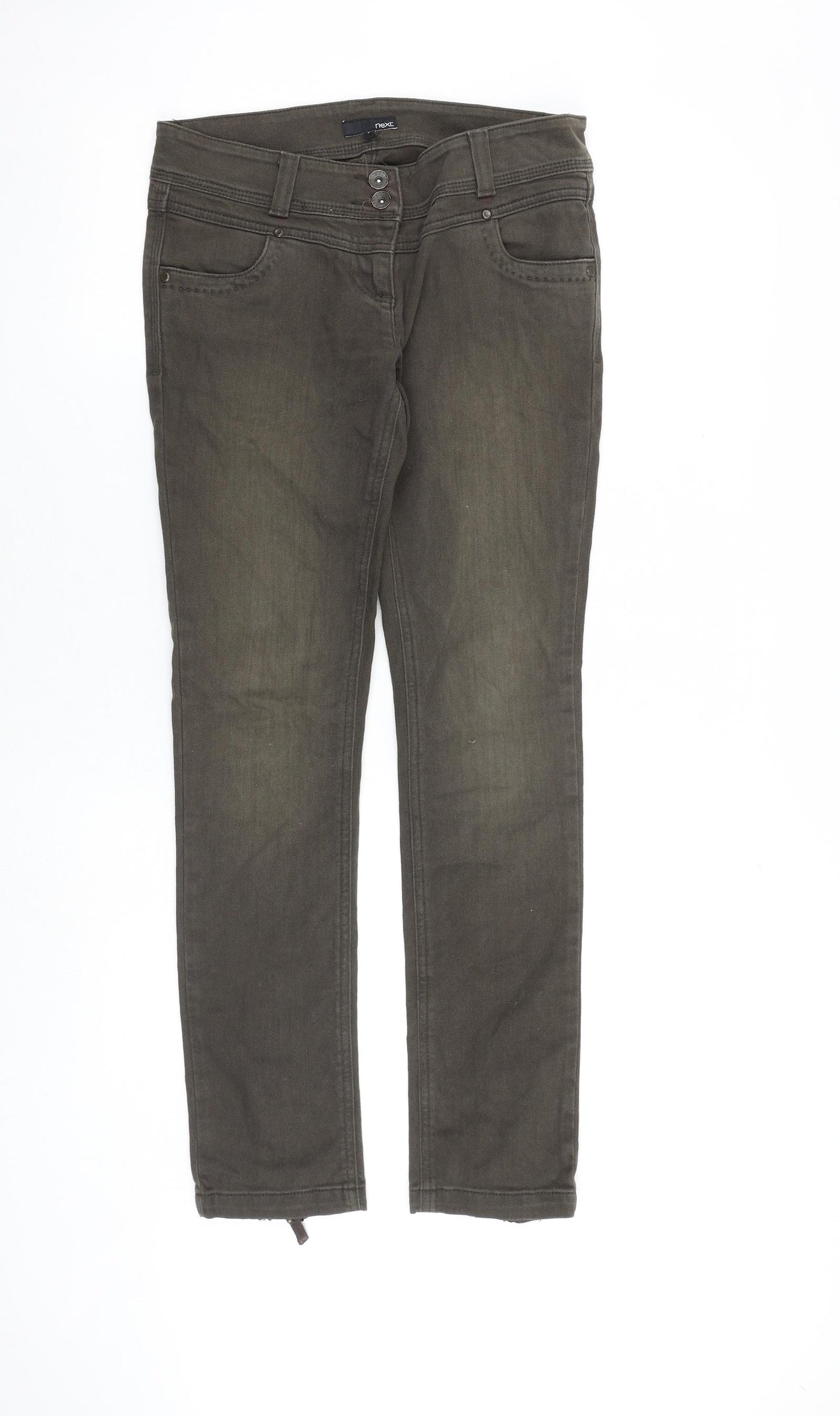 NEXT Womens Green Cotton Skinny Jeans Size 8 Regular Zip