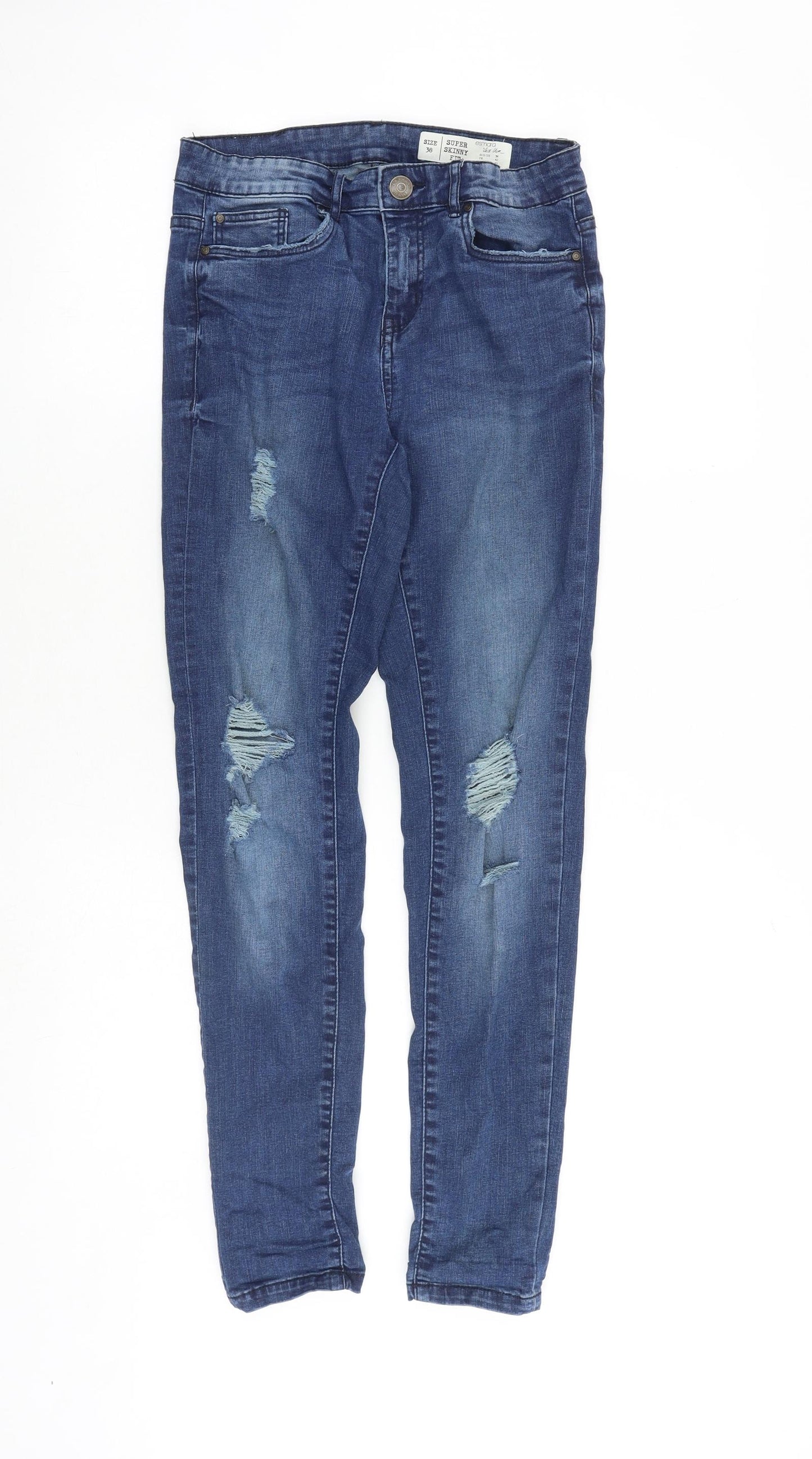 ESMARA Womens Blue Cotton Skinny Jeans Size 10 Slim Zip