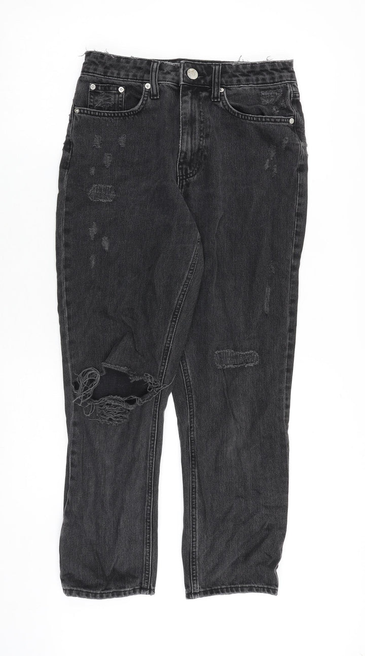 River Island Womens Grey Cotton Straight Jeans Size 10 Regular Zip