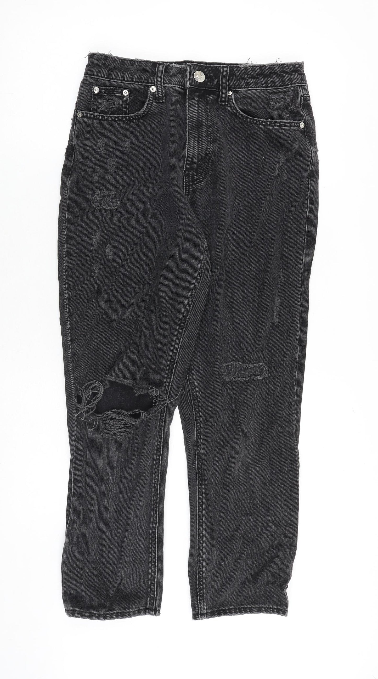 River Island Womens Grey Cotton Straight Jeans Size 10 Regular Zip