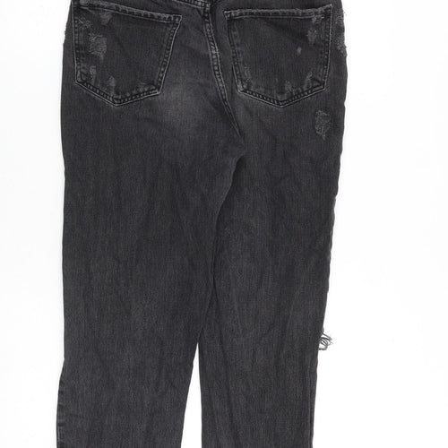 River Island Womens Grey Cotton Straight Jeans Size 10 Regular Zip