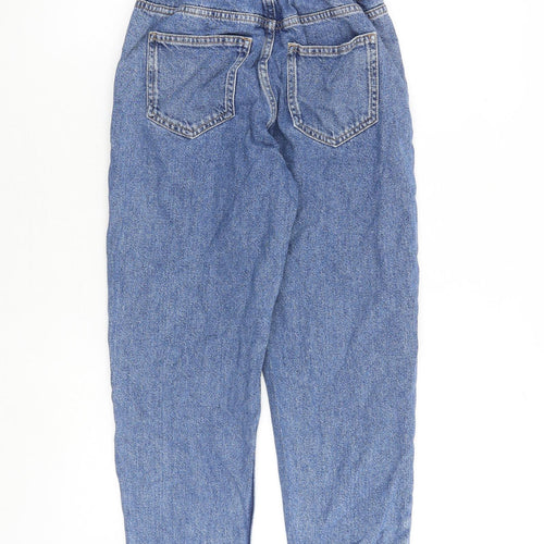 Denim & Co. Womens Blue Cotton Mom Jeans Size 6 Regular Zip - Paperbag Waist