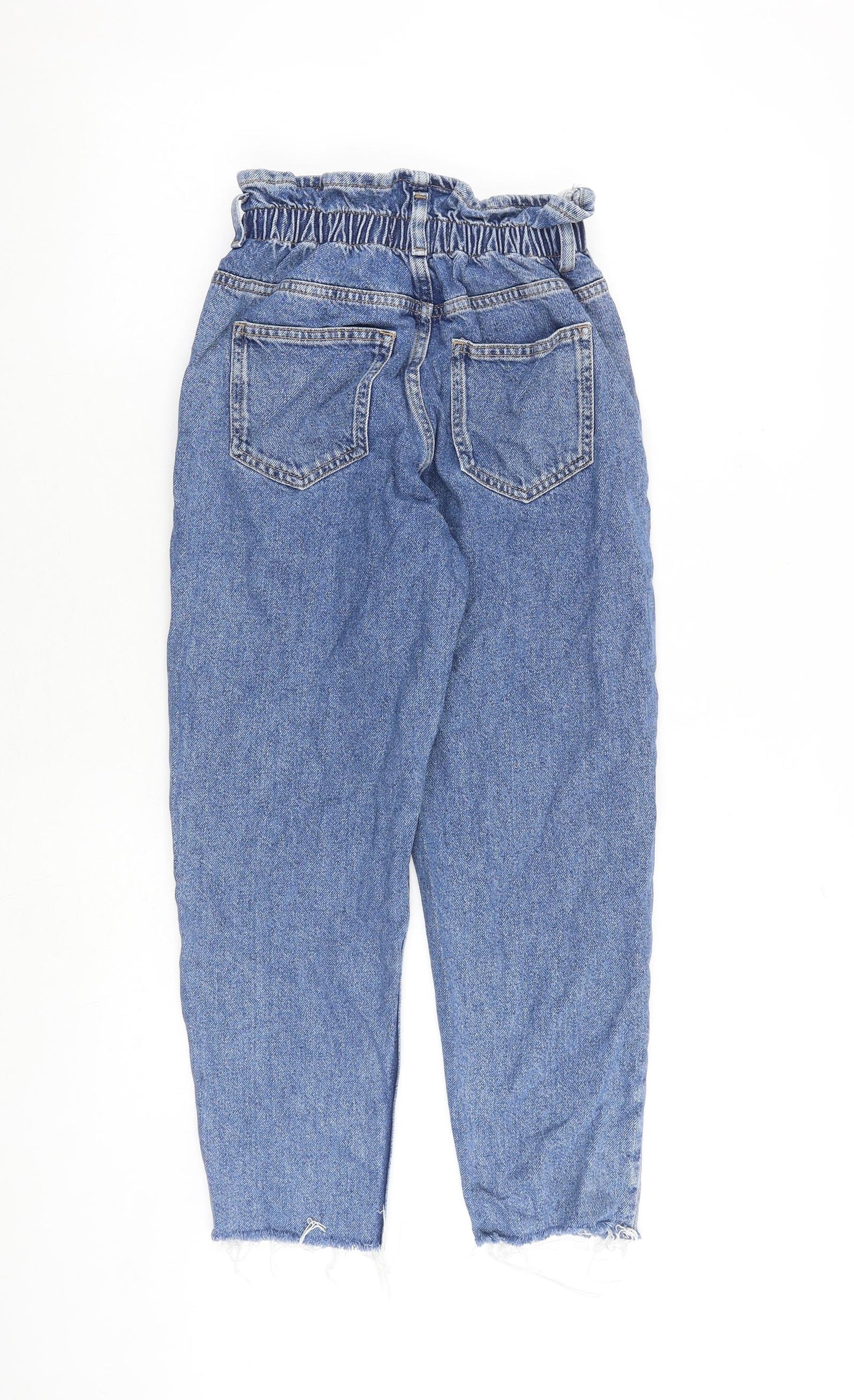Denim & Co. Womens Blue Cotton Mom Jeans Size 6 Regular Zip - Paperbag Waist