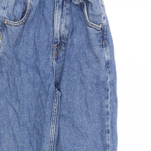 Denim & Co. Womens Blue Cotton Mom Jeans Size 6 Regular Zip - Paperbag Waist