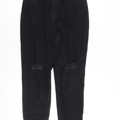 Dorothy Perkins Womens Black Cotton Tapered Jeans Size 6 Regular Zip