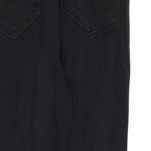 Dorothy Perkins Womens Black Cotton Tapered Jeans Size 6 Regular Zip