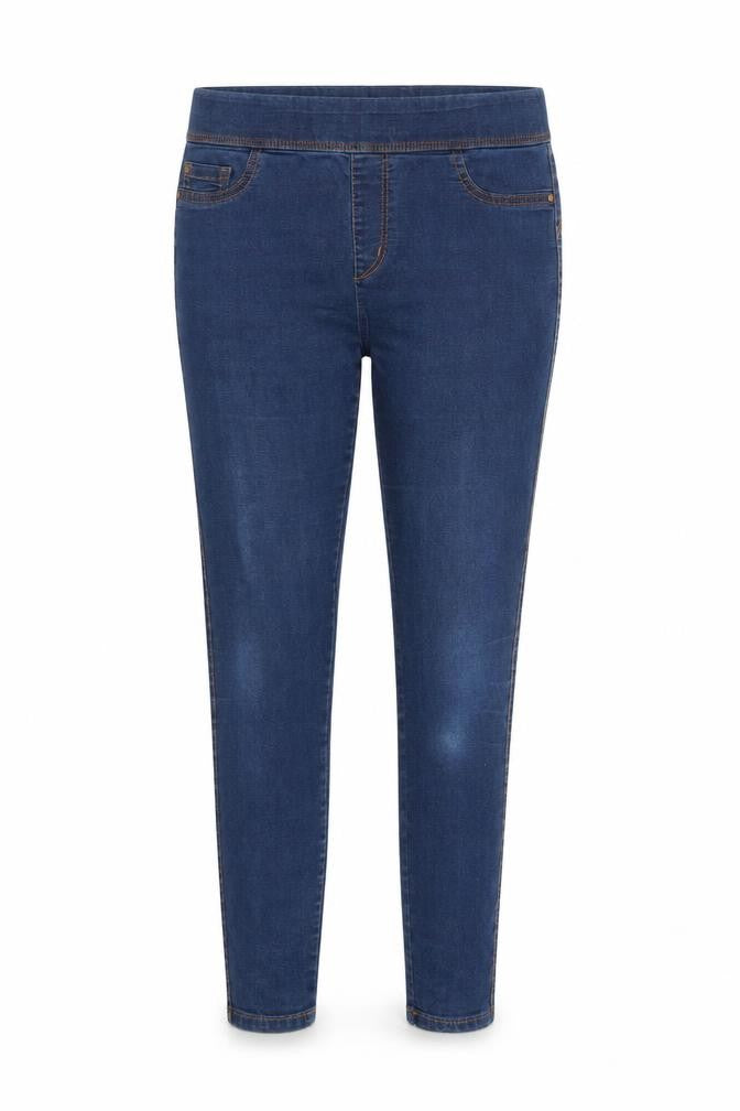 Front view of Denim & Co. women’s blue cotton jegging jeans, size UK 12, regular