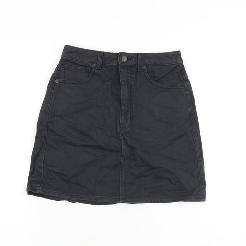 GU Jeans Womens Grey Cotton A-Line Skirt Size 26 in Zip