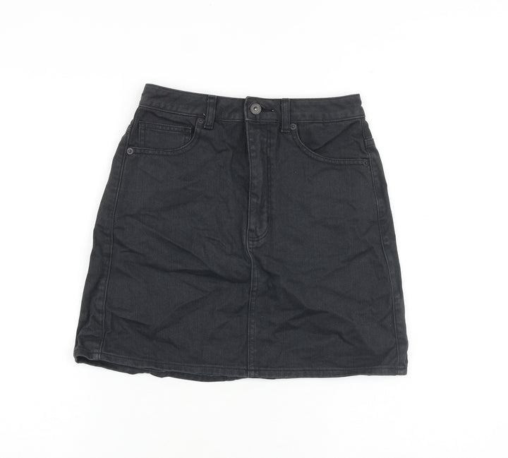 GU Jeans Womens Grey Cotton A-Line Skirt Size 26 in Zip