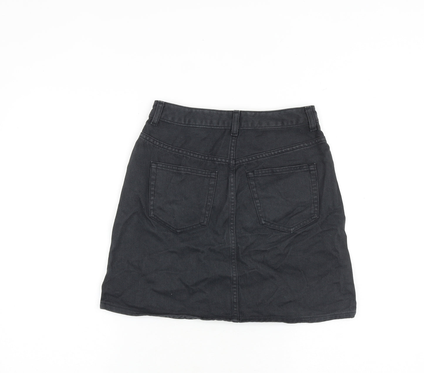 GU Jeans Womens Grey Cotton A-Line Skirt Size 26 in Zip
