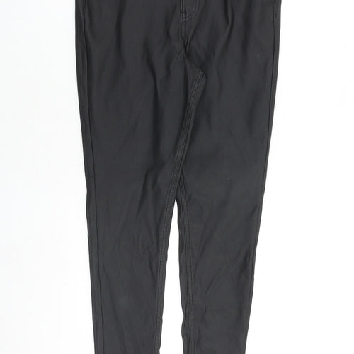 Denim & Co. Womens Black Polyester Trousers Size 10 Regular Zip - Coated