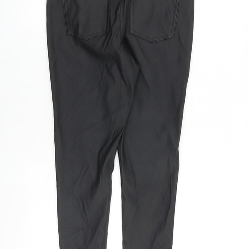 Denim & Co. Womens Black Polyester Trousers Size 10 Regular Zip - Coated