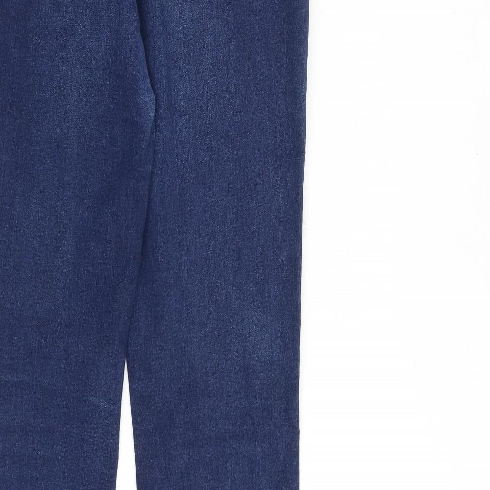 TU Womens Blue Cotton Flared Jeans Size 14 Regular Zip - Frayed Hem