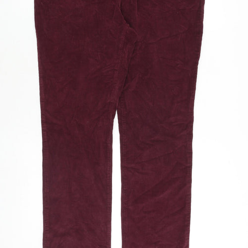 La Redoute Womens Red Cotton Trousers Size 36 in Regular Zip