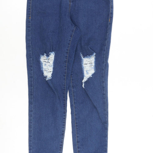 PRETTYLITTLETHING Womens Blue Cotton Skinny Jeans Size 10 Slim Zip