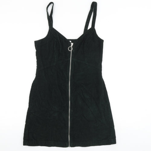 Topshop Womens Green 100% Cotton Mini Size 8 V-Neck Zip