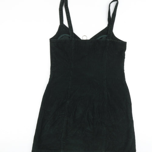 Topshop Womens Green 100% Cotton Mini Size 8 V-Neck Zip