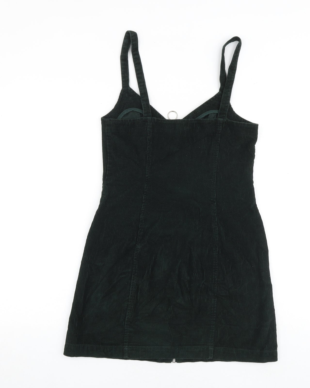 Topshop Womens Green 100% Cotton Mini Size 8 V-Neck Zip