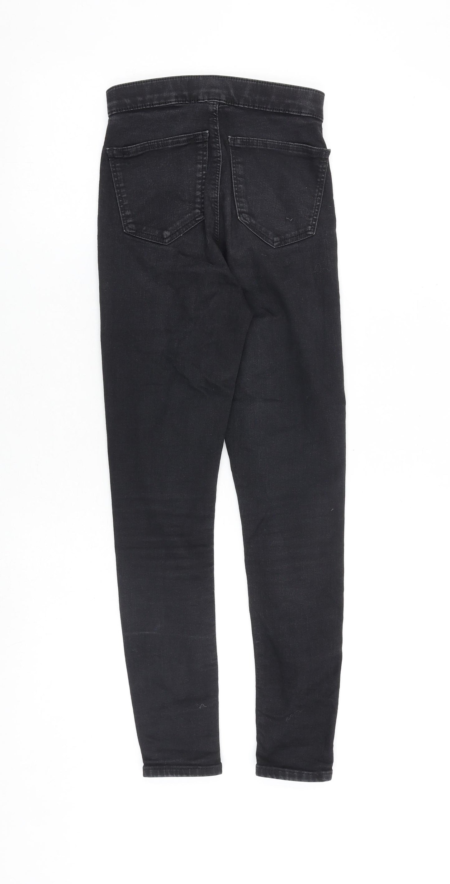 Topshop Womens Black Cotton Skinny Jeans Size 25 in Regular Zip