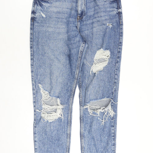 Denim & Co. Womens Blue Cotton Mom Jeans Size 10 Regular Zip