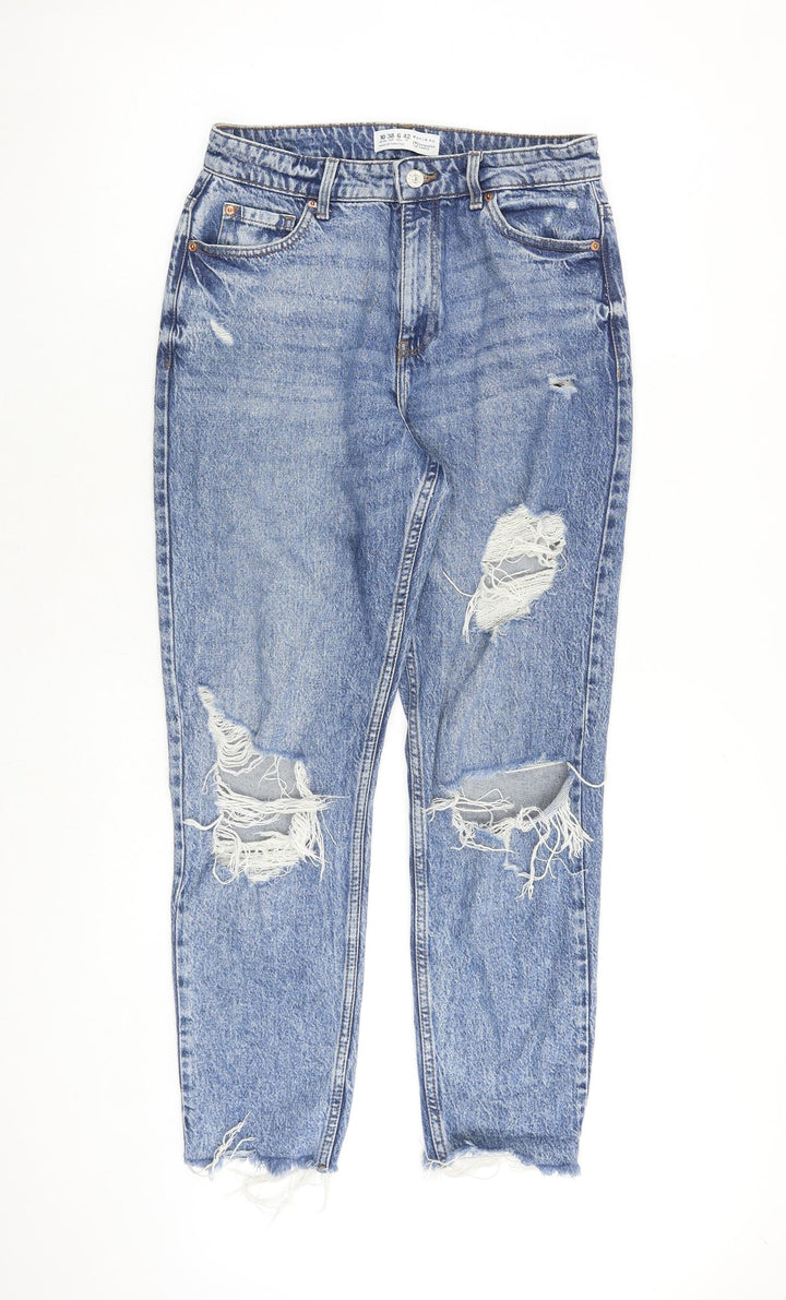Denim & Co. Womens Blue Cotton Mom Jeans Size 10 Regular Zip