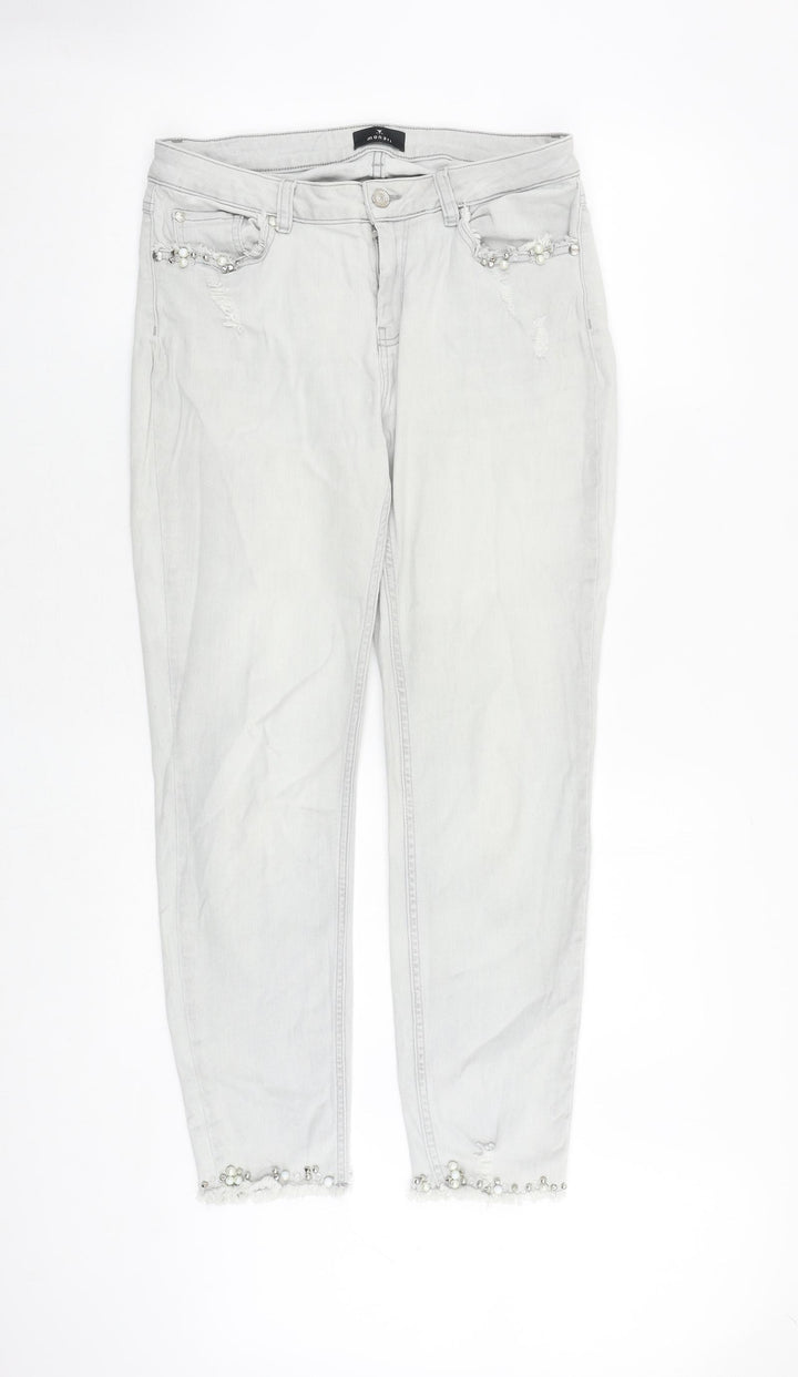 monari Womens Grey Cotton Mom Jeans Size 30 in Regular Zip
