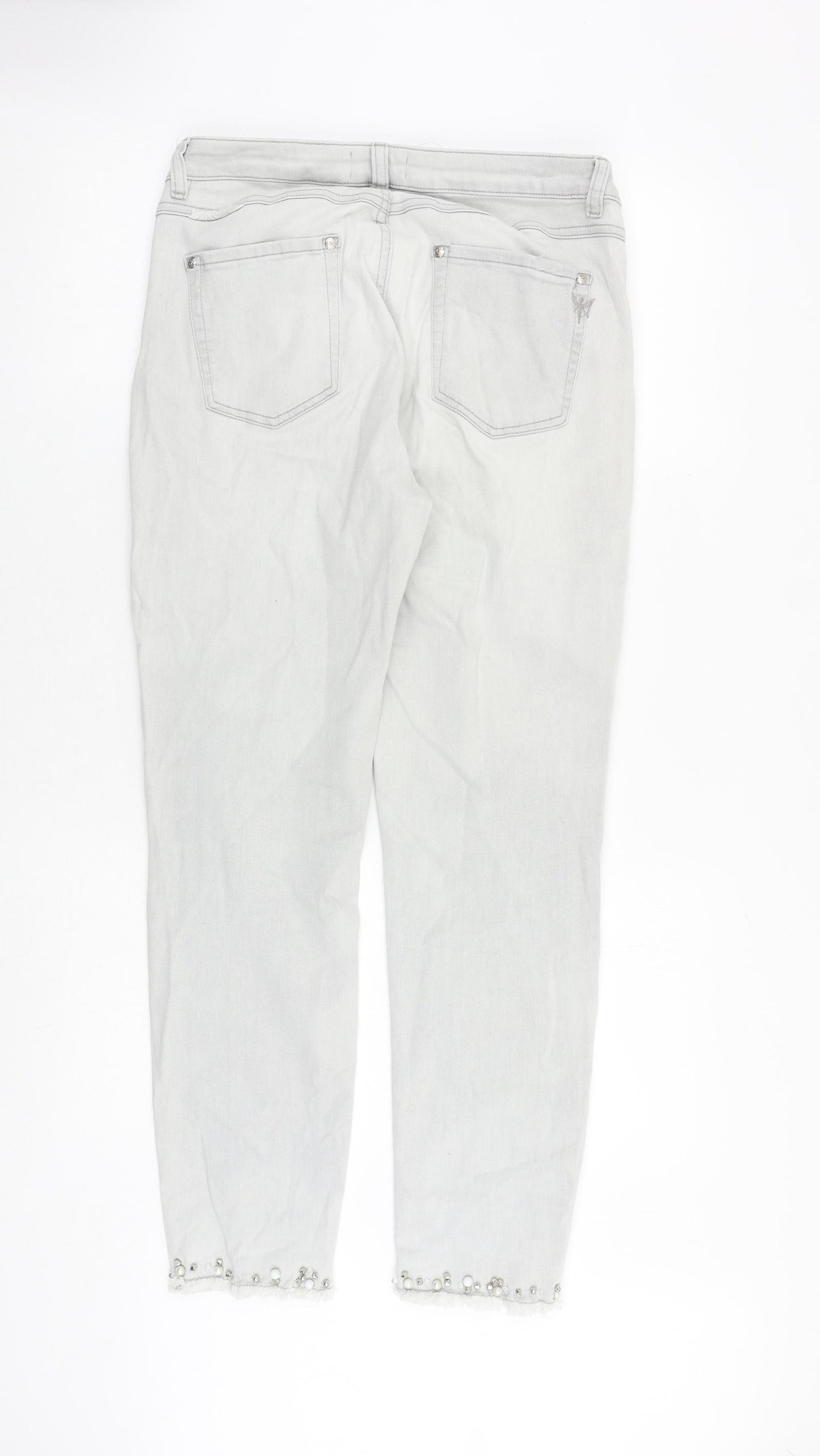 monari Womens Grey Cotton Mom Jeans Size 30 in Regular Zip