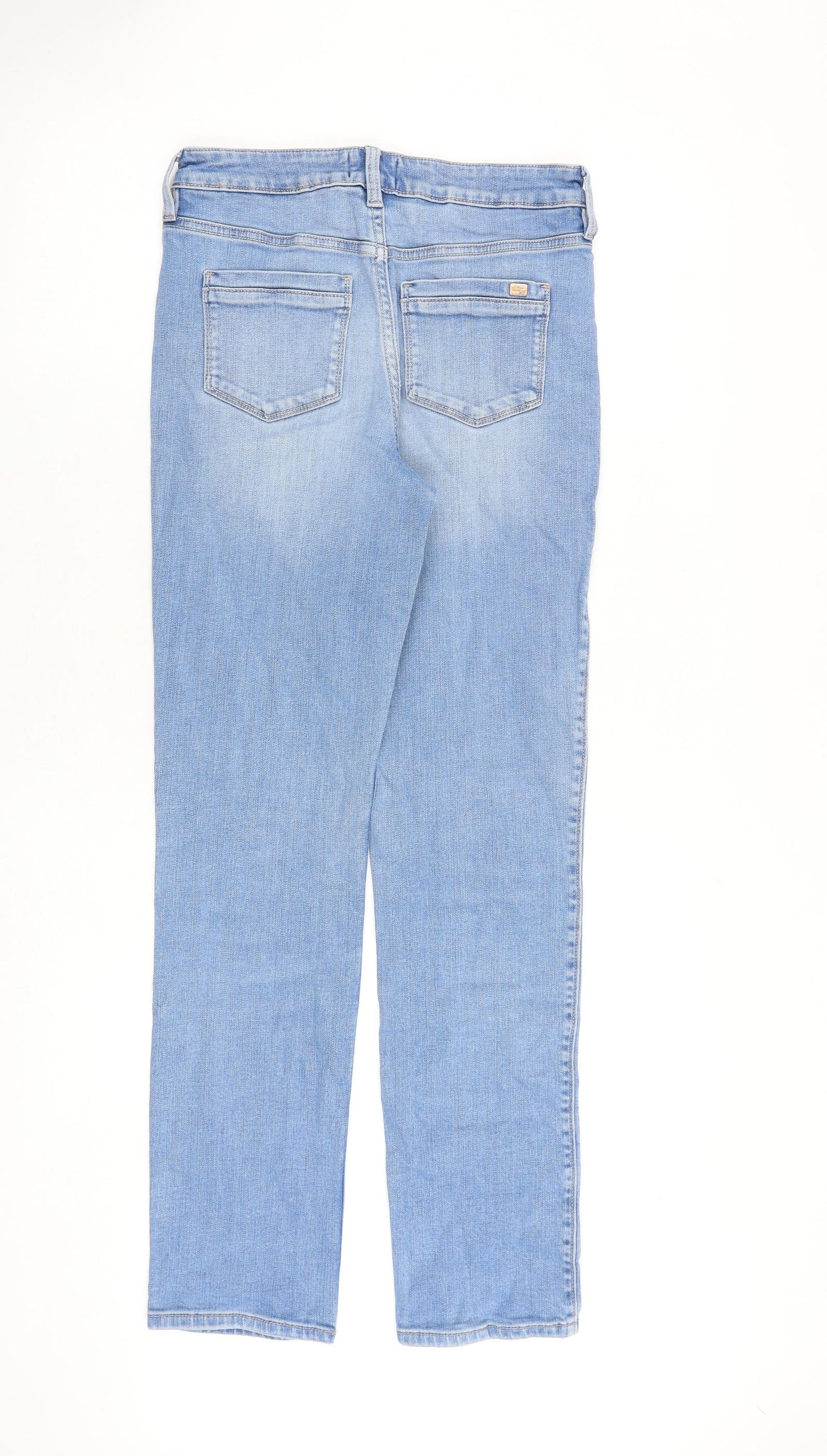 F&F Womens Blue Cotton Straight Jeans Size 8 Regular Zip