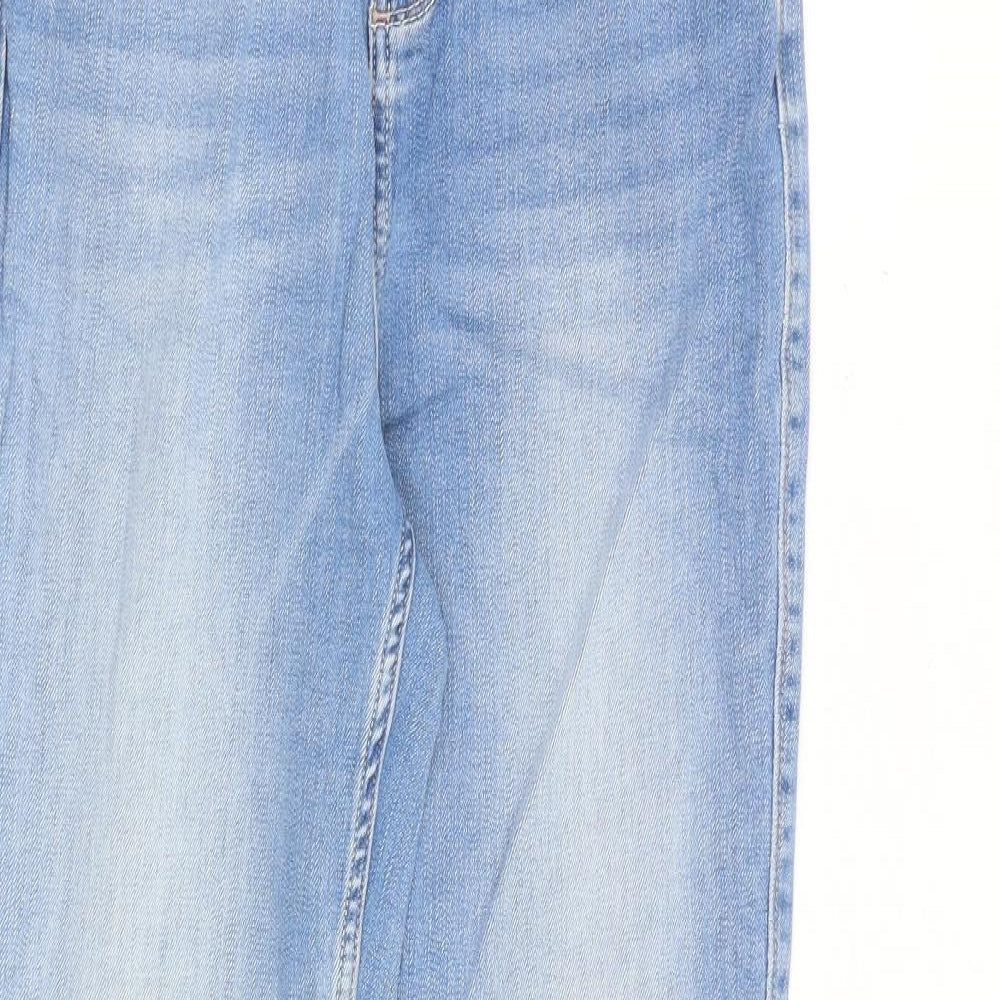 F&F Womens Blue Cotton Straight Jeans Size 8 Regular Zip