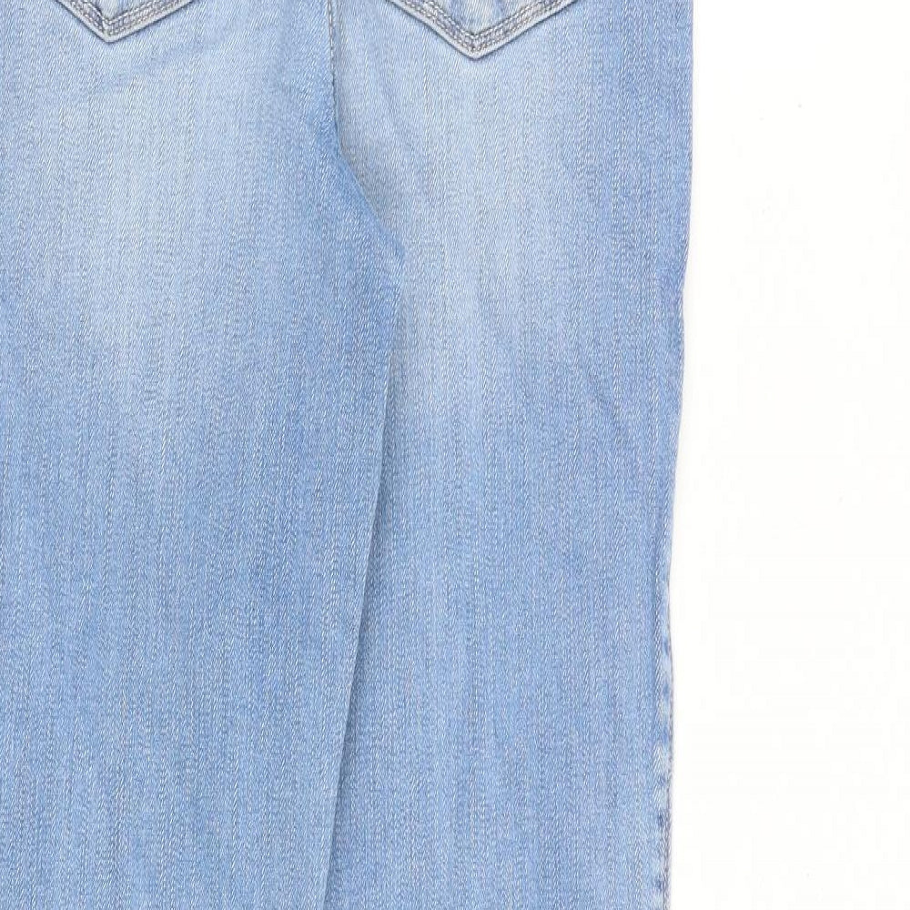 F&F Womens Blue Cotton Straight Jeans Size 8 Regular Zip