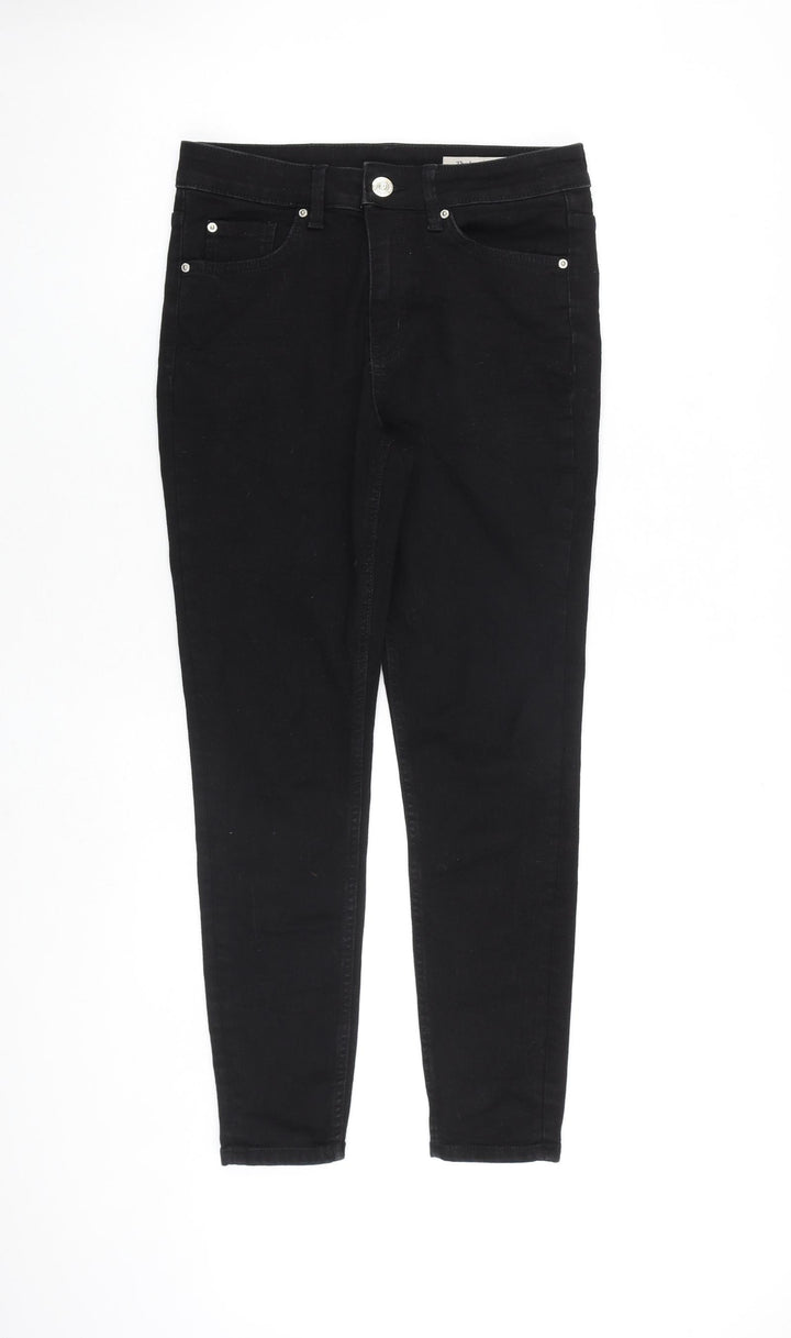 Marks and Spencer Womens Black Cotton Skinny Jeans Size 10 Slim Zip