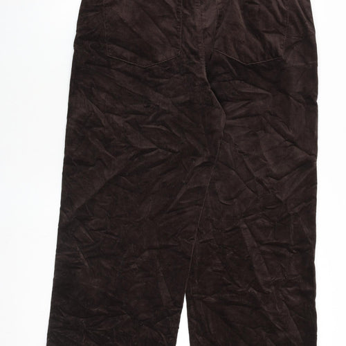 Marks and Spencer Womens Brown Cotton Trousers Size 18 L29 in Regular Zip