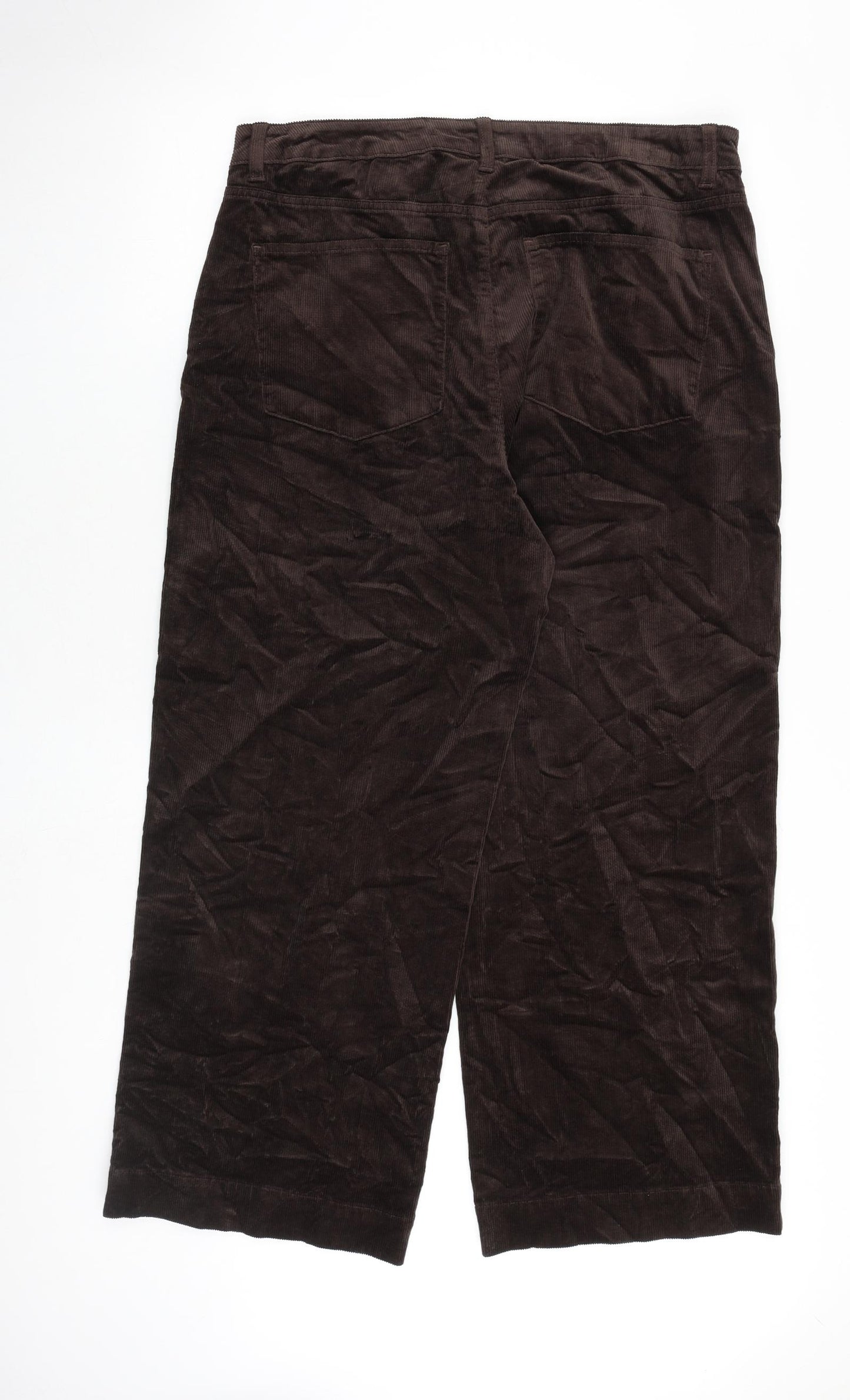 Marks and Spencer Womens Brown Cotton Trousers Size 18 L29 in Regular Zip