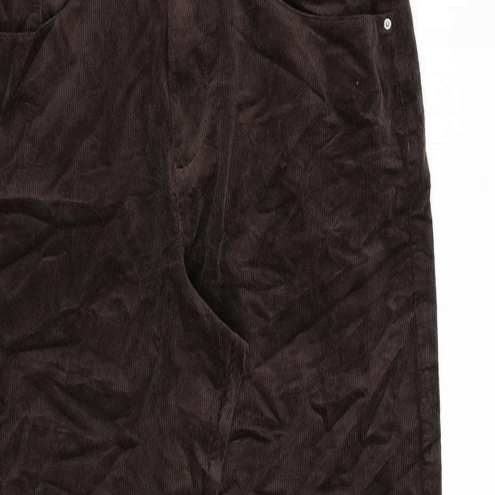 Marks and Spencer Womens Brown Cotton Trousers Size 18 L29 in Regular Zip