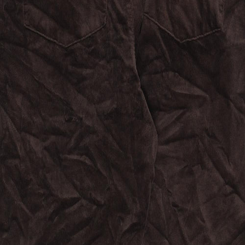 Marks and Spencer Womens Brown Cotton Trousers Size 18 L29 in Regular Zip