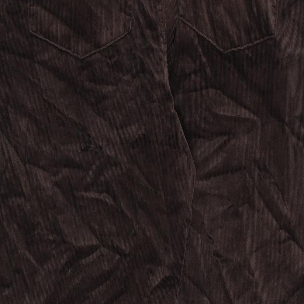 Marks and Spencer Womens Brown Cotton Trousers Size 18 L29 in Regular Zip