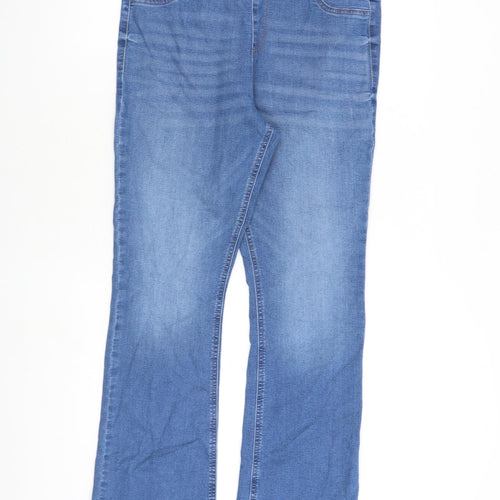 Marks and Spencer Womens Blue Cotton Bootcut Jeans Size 14 L30 in Regular