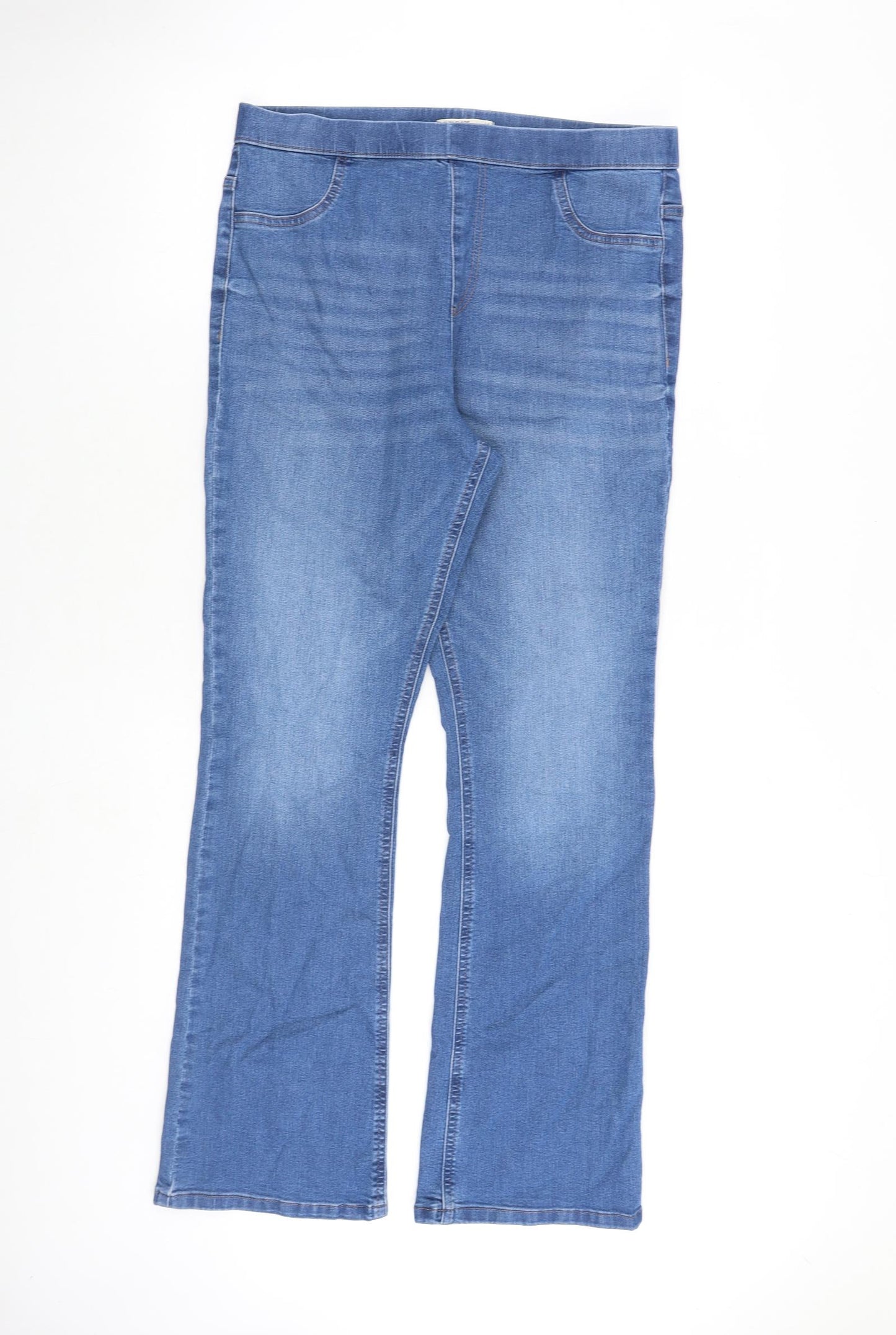Marks and Spencer Womens Blue Cotton Bootcut Jeans Size 14 L30 in Regular