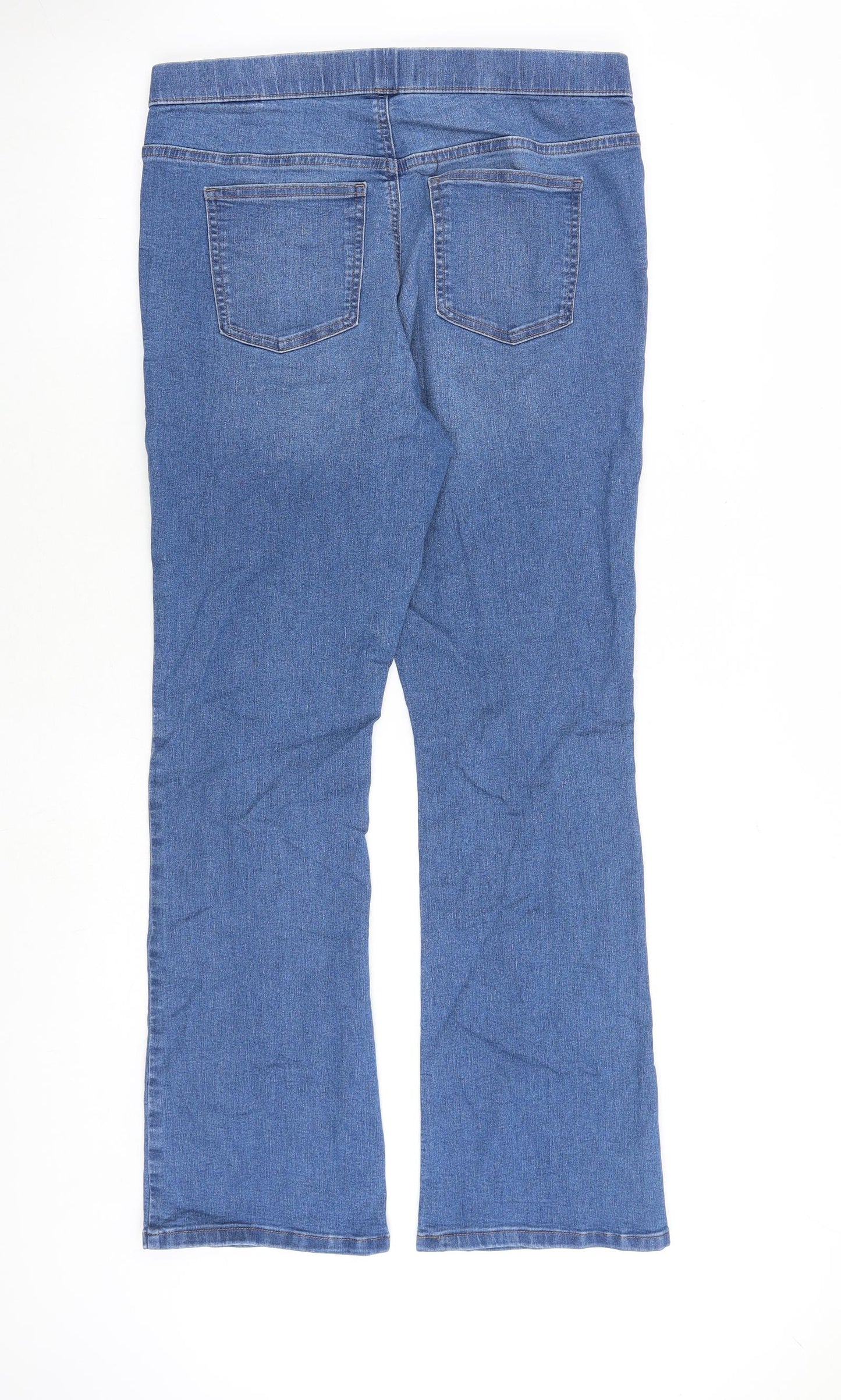 Marks and Spencer Womens Blue Cotton Bootcut Jeans Size 14 L30 in Regular