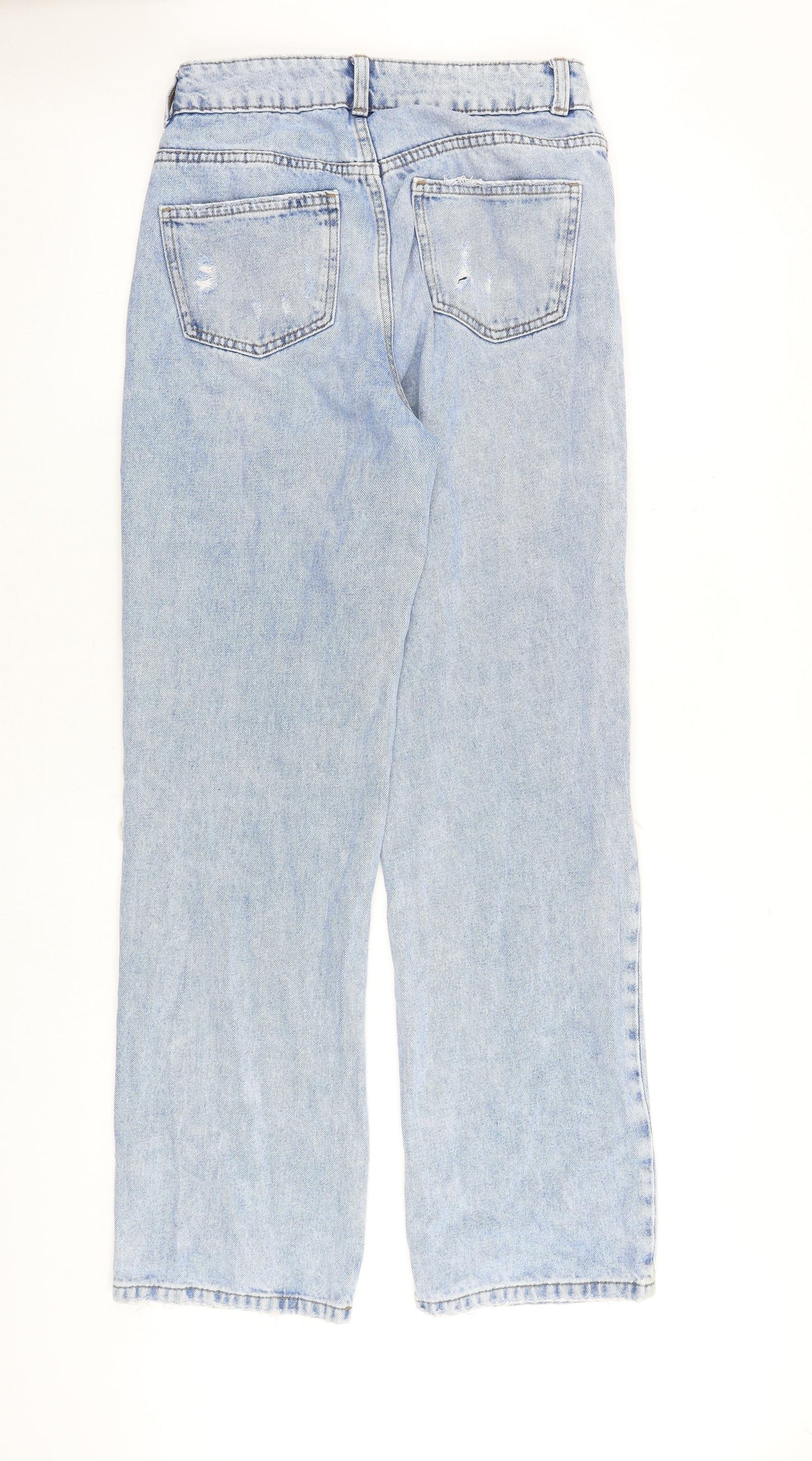 Denim & Co. Womens Blue Cotton Straight Jeans Size 8 L31 in Regular Zip