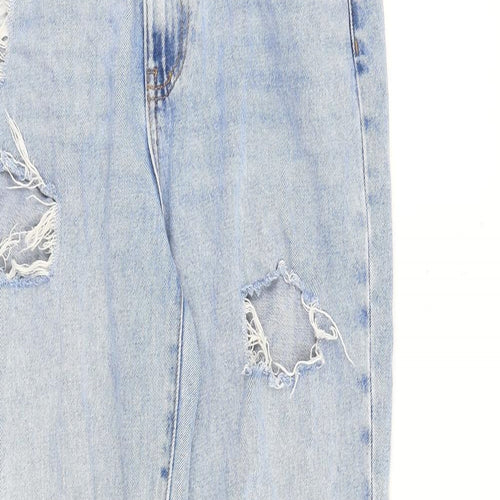 Denim & Co. Womens Blue Cotton Straight Jeans Size 8 L31 in Regular Zip
