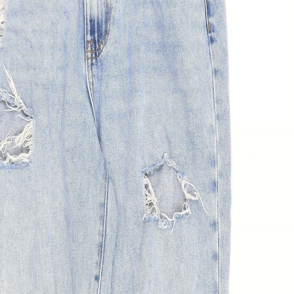 Denim & Co. Womens Blue Cotton Straight Jeans Size 8 L31 in Regular Zip