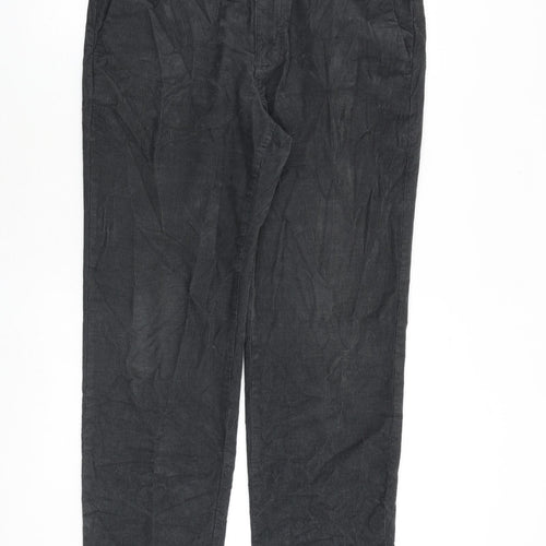 Marks and Spencer Mens Grey Cotton Trousers Size 34 in L31 in Regular Zip