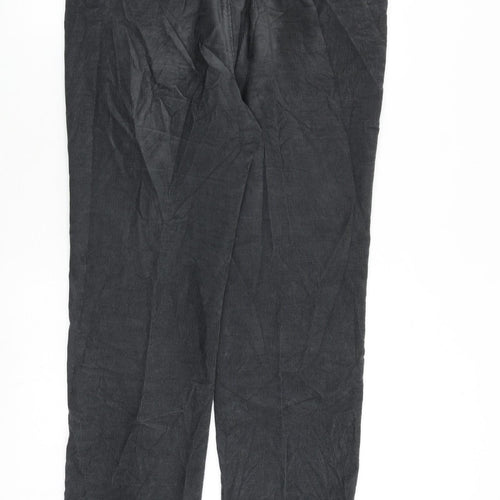 Marks and Spencer Mens Grey Cotton Trousers Size 34 in L31 in Regular Zip